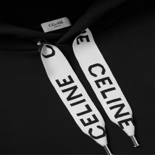 Celine Logo-print Cotton-mesh Hoodie In Neutrals