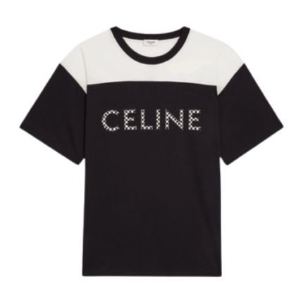 Celine Loose T-Shirt in Cotton Jersey With Studs