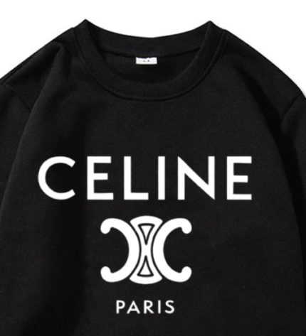 Celine Triomphe Logo Printed Black Sweatshirt