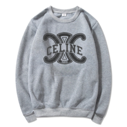Celine Triomphe Logo Printed Gray Sweatshirts